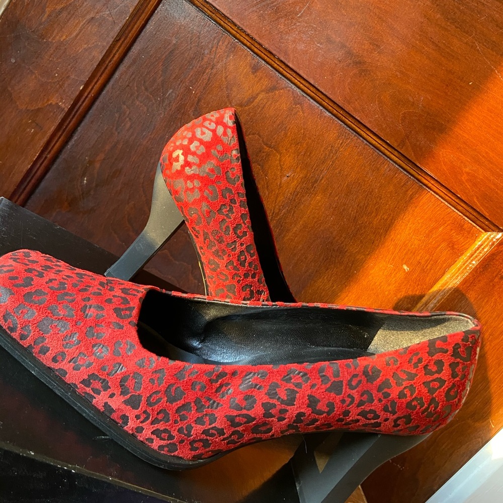 Red & Black Animal Print Heels